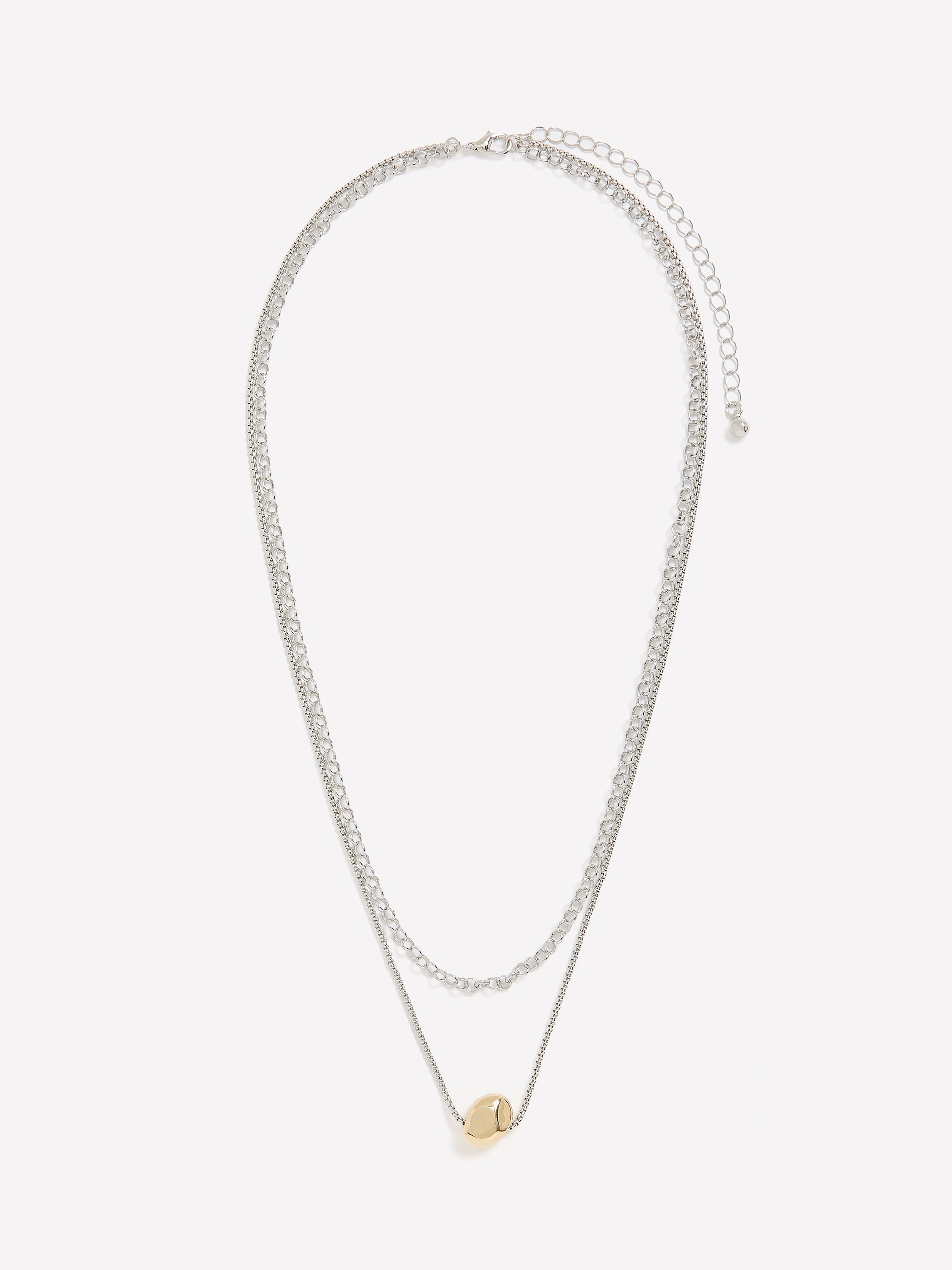 Two-Layer Short Necklace with Golden Pendant