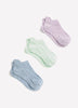 Heather Knit Ankle Socks with Extended Tab, Set of 3 - Active Zone