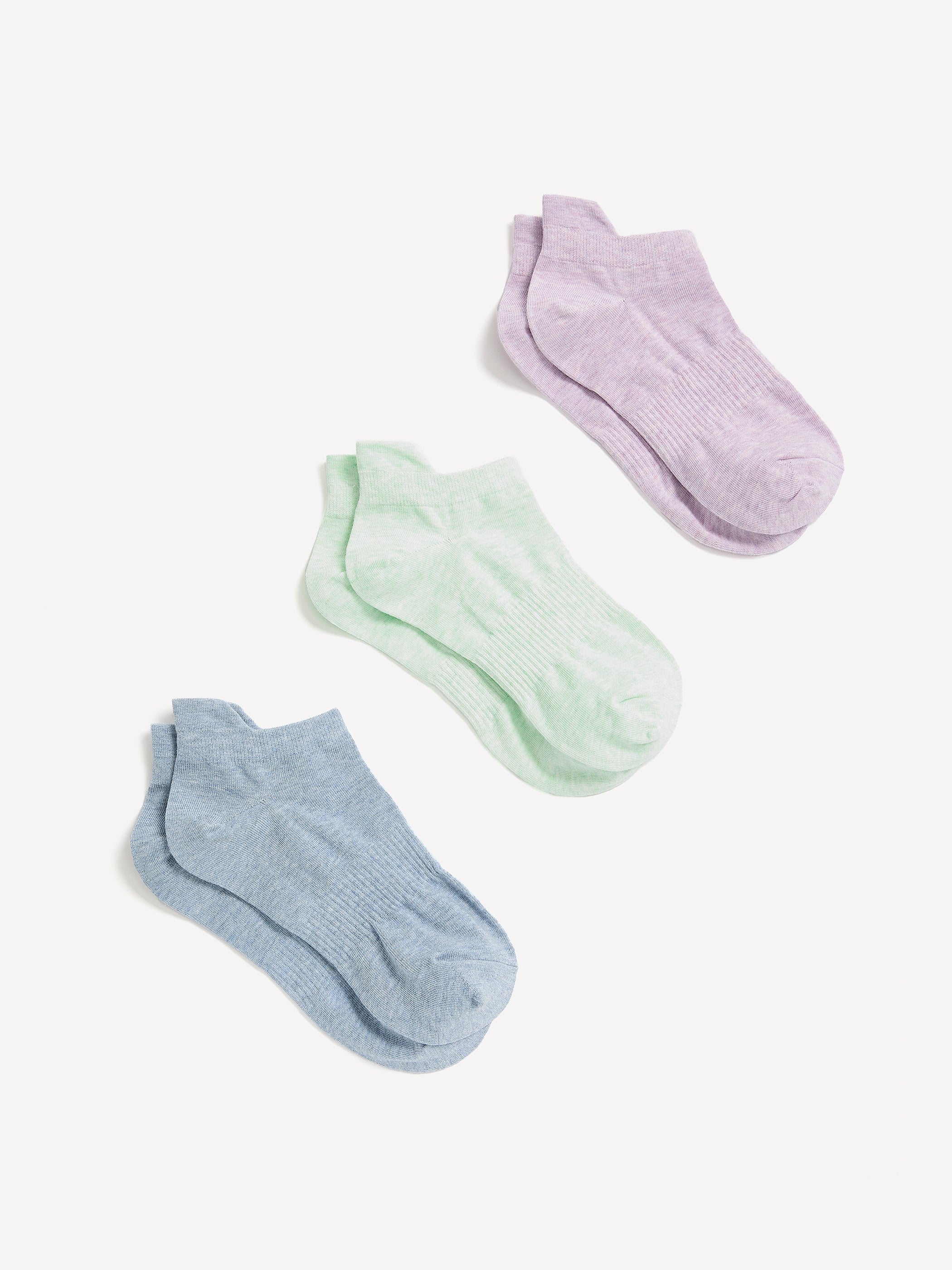 Heather Knit Ankle Socks with Extended Tab, Set of 3 - Active Zone