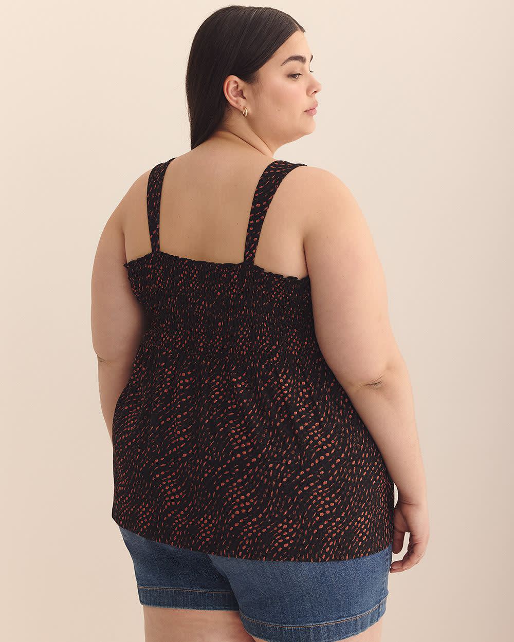 Smocking Knit Top with Large Straps