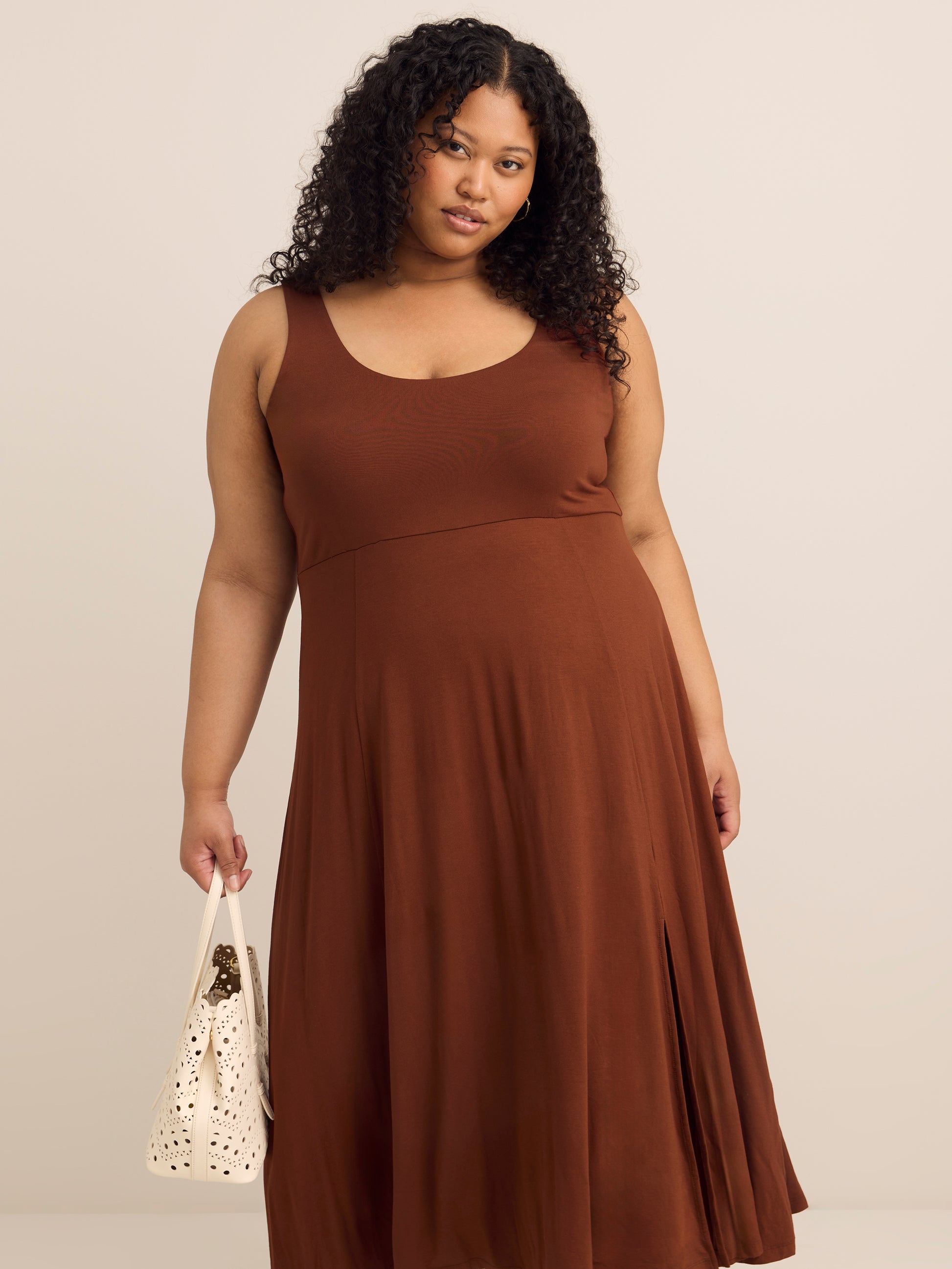 Responsible, Scoop Neck Sleeveless Dress with Slit