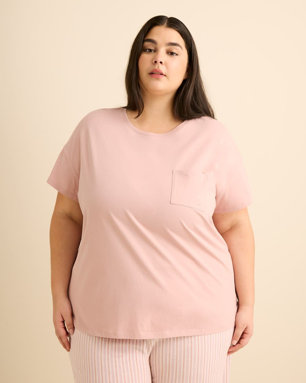 T-shirt de pyjama à manches courtes avec broderie, coupe carrée - ti Voglio