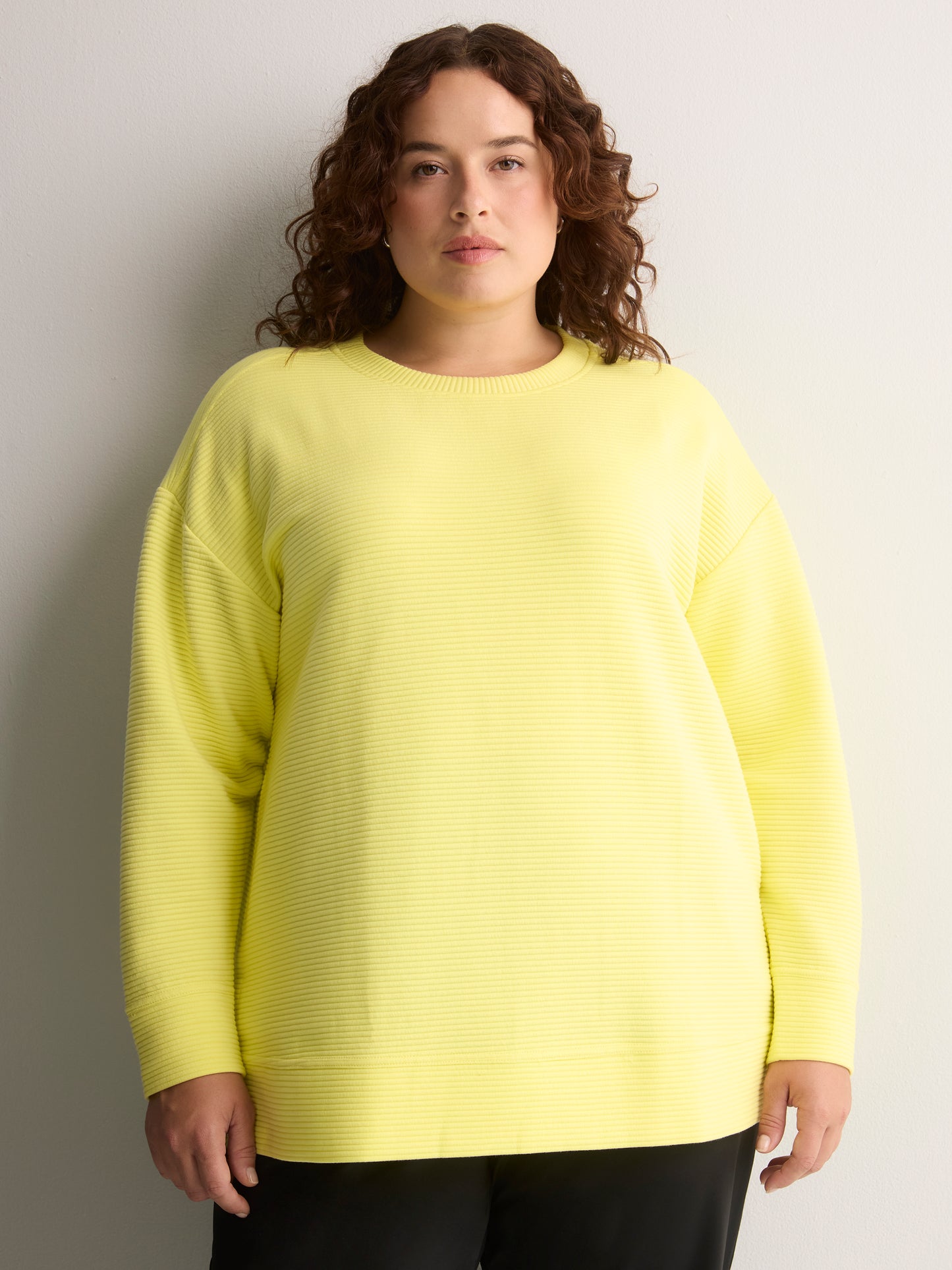 Yellow Ottoman Wide Crew Neck Tunic Top - Active Zone
