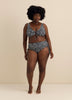 Culotte de maillot noire taille haute Montevideo à  motif géométrique - Raisins Curve