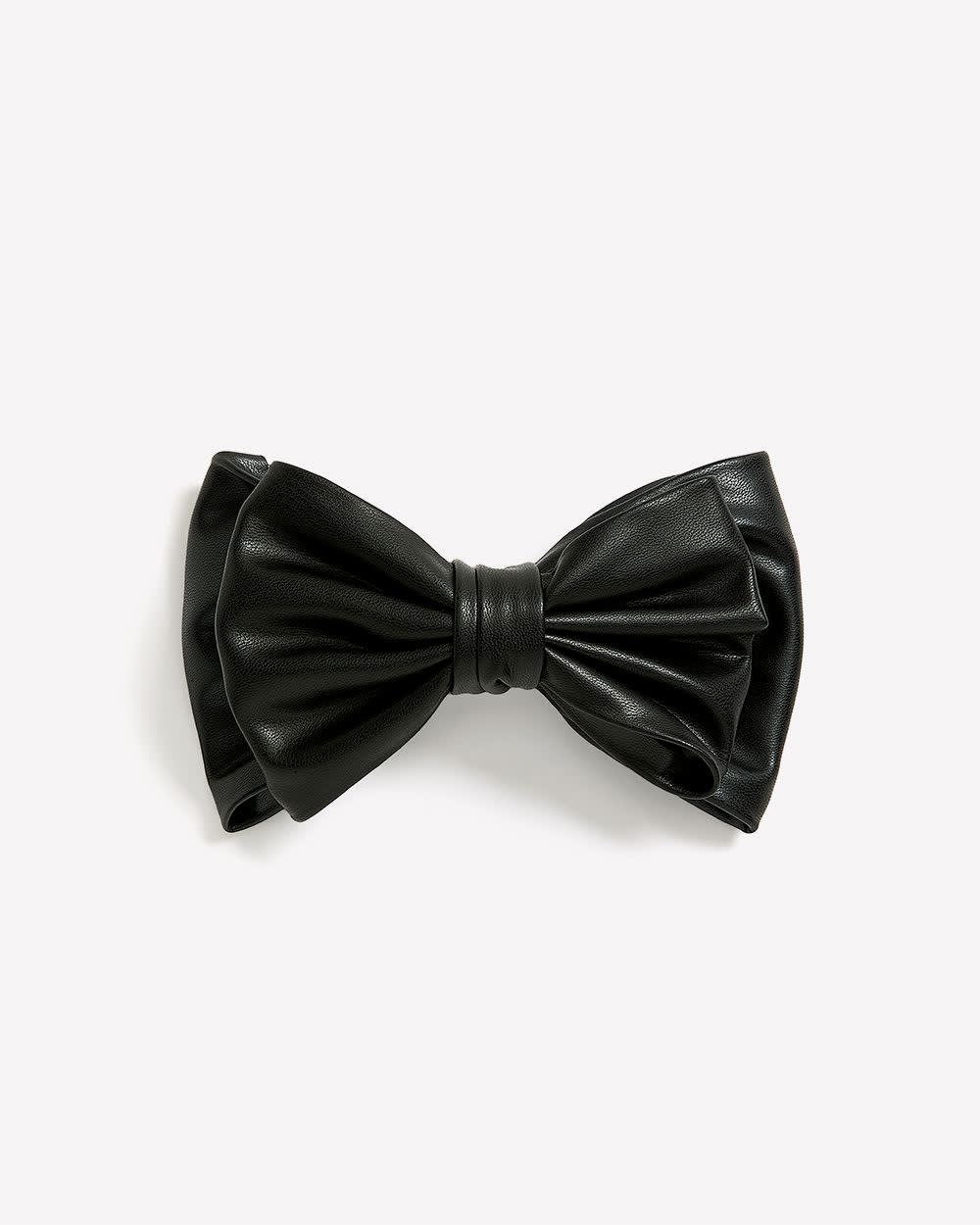 Faux Leather Bow Hair Barrette