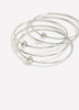 Slim Silver Bangles with Bead, Set of 5