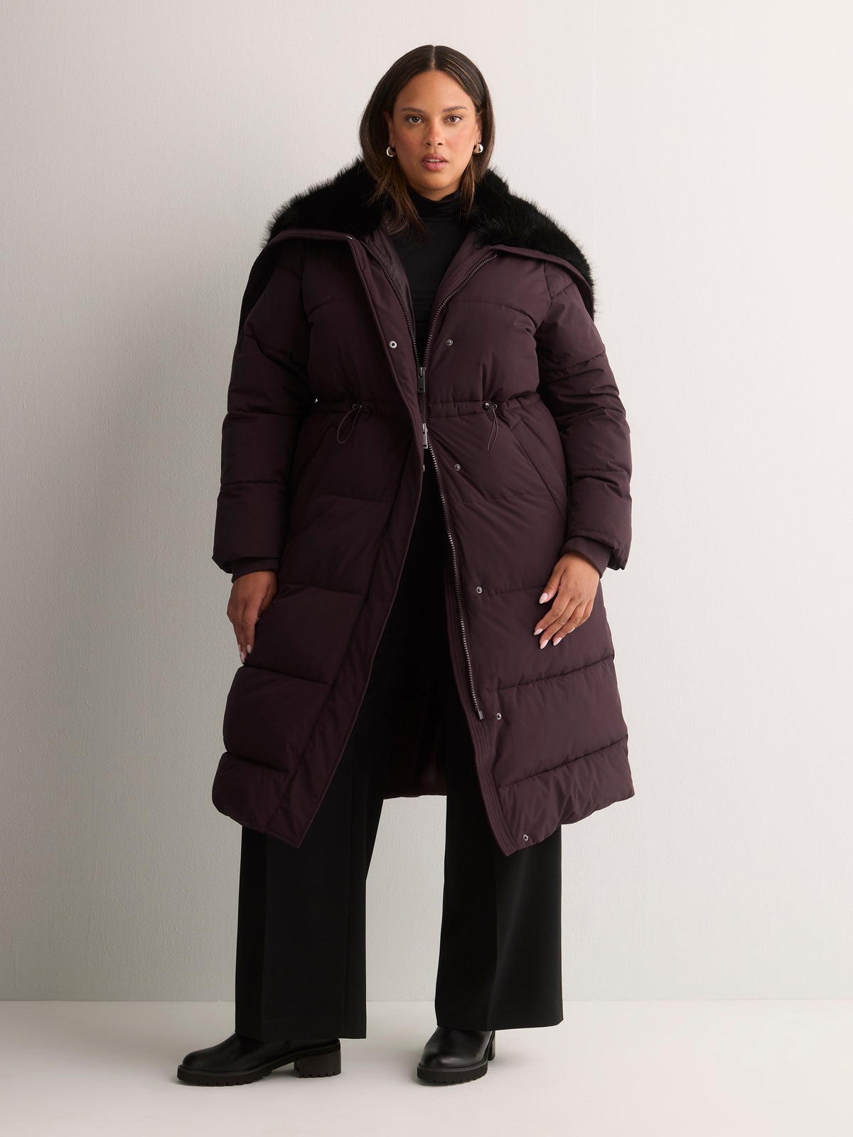 Maxi Puffer Jacket with Split Hood