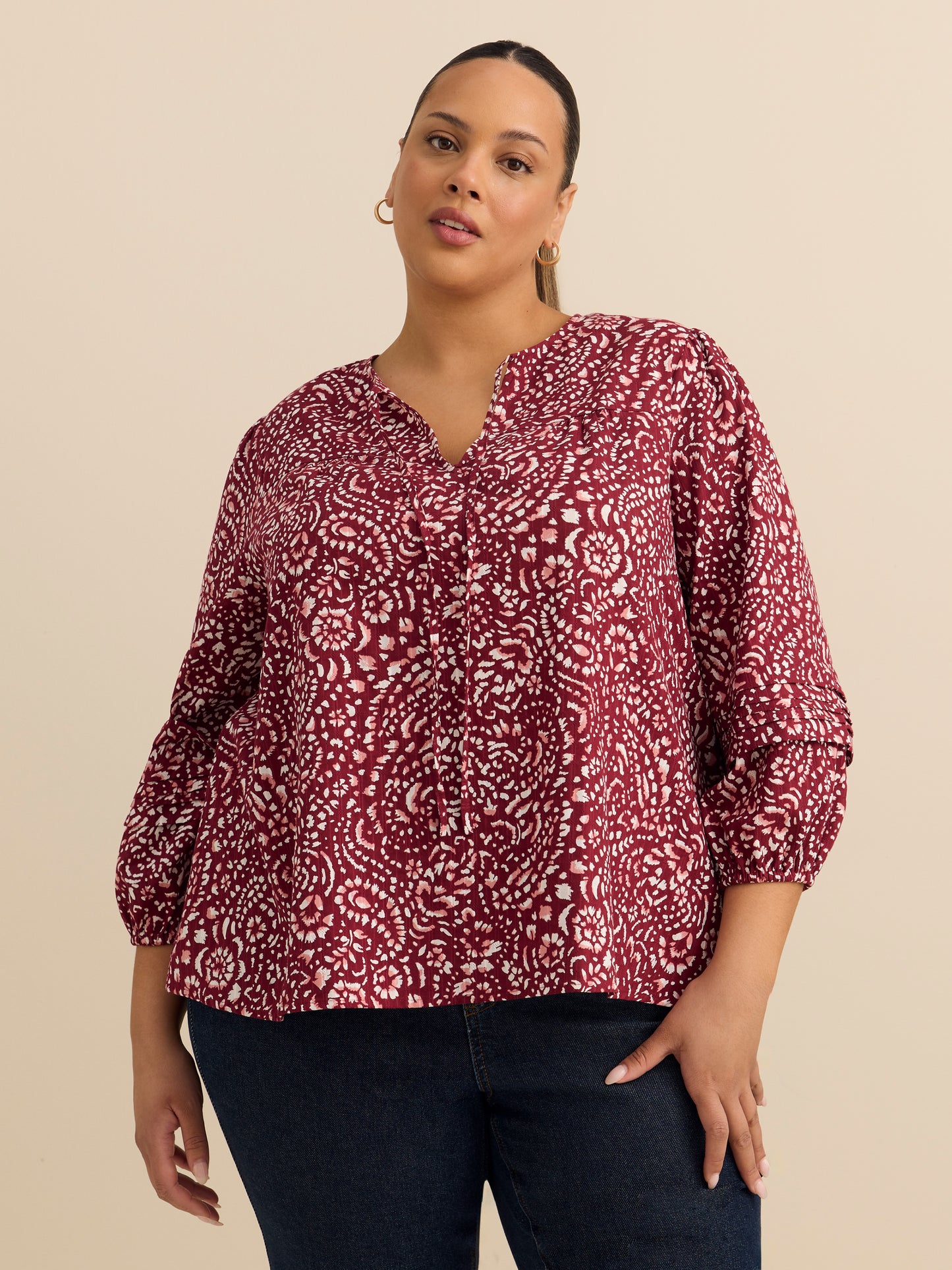 Cotton Blouse with Balloon Sleeves