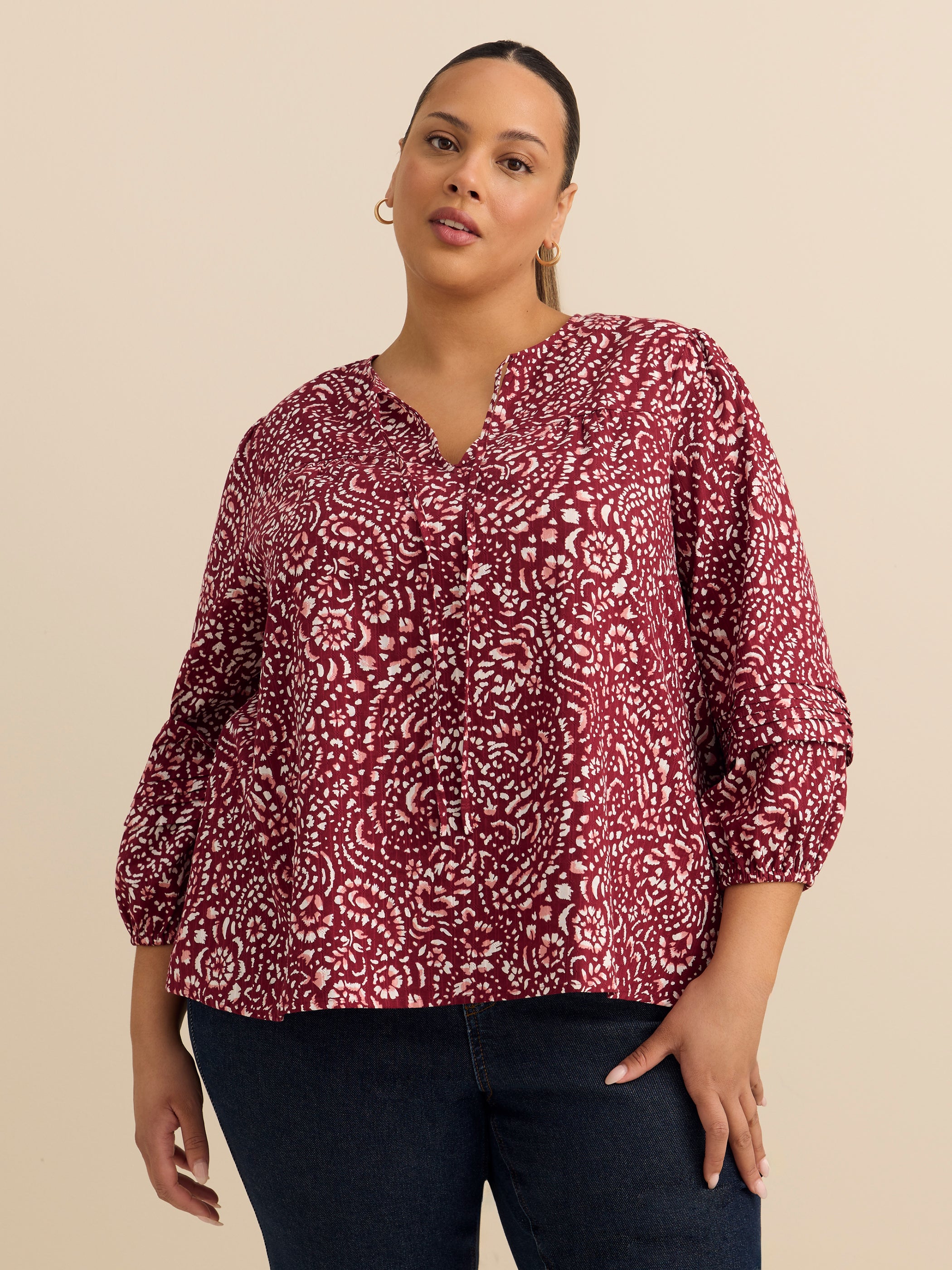 Cotton Blouse with Balloon Sleeves