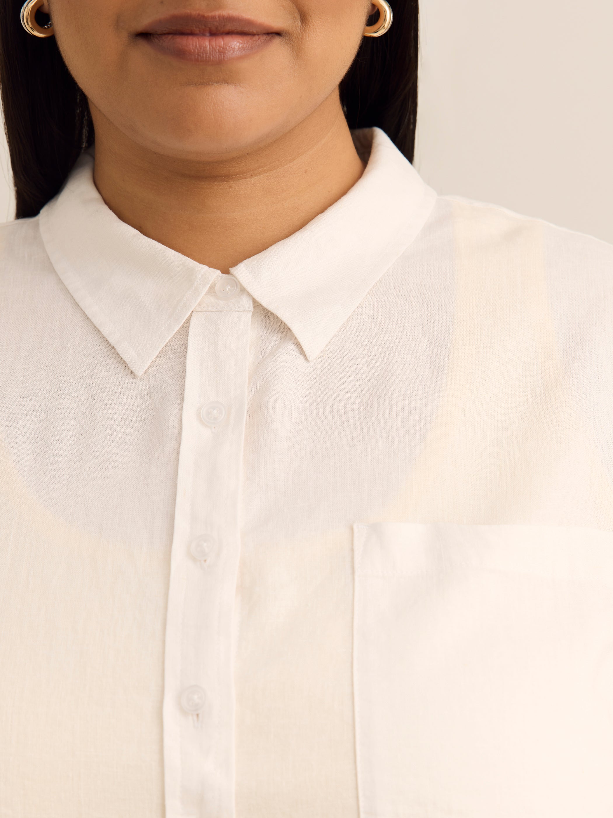 Tunique chemisier en mélange de lin avec boutons sur le devant