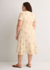 V-Neck Buttoned-Down Midi Dress with Flutter Sleeves - Addition Elle