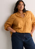Yellow Embroidered A-Line Blouse with Split Ruffled Collar