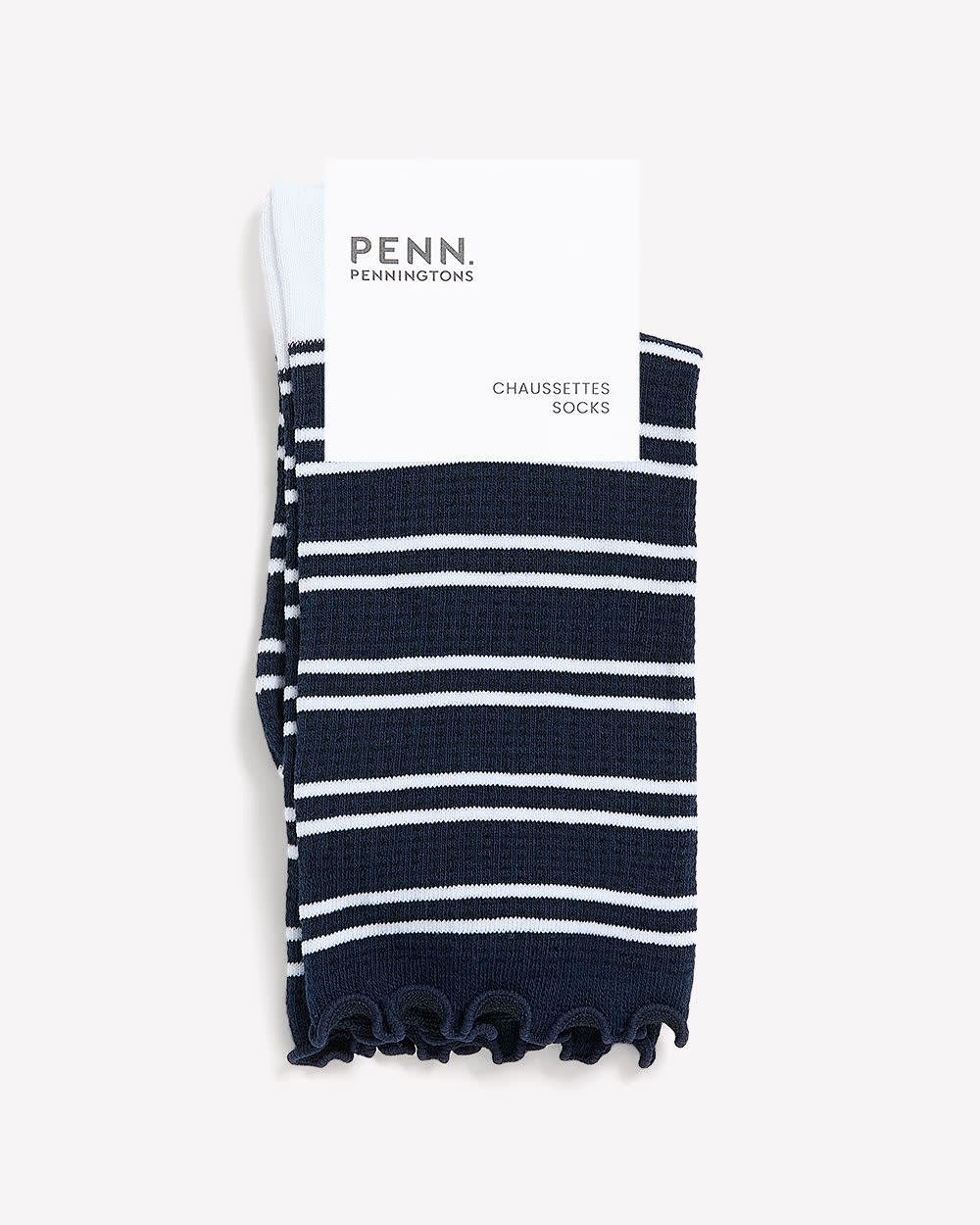 Chaussettes à rayures avec rebord ondulé