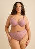 Dark Rose Underwire Plunge Bra with Lace Overlay - Déesse Collection