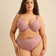 Dark Rose Underwire Plunge Bra with Lace Overlay - Déesse Collection