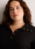 Loose Waffle Knit Tunic with Buttoned Collar
