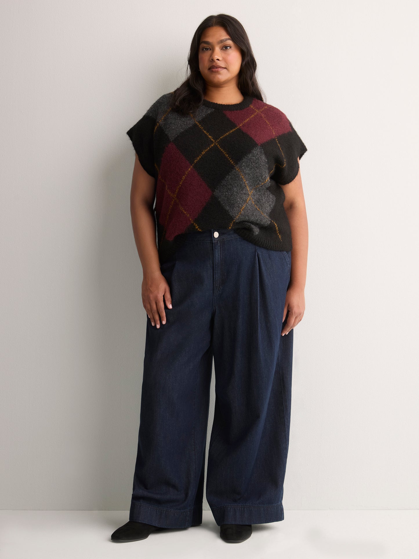Pleated Wide-Leg High-Rise Classic Denim Pant - d/C Jeans