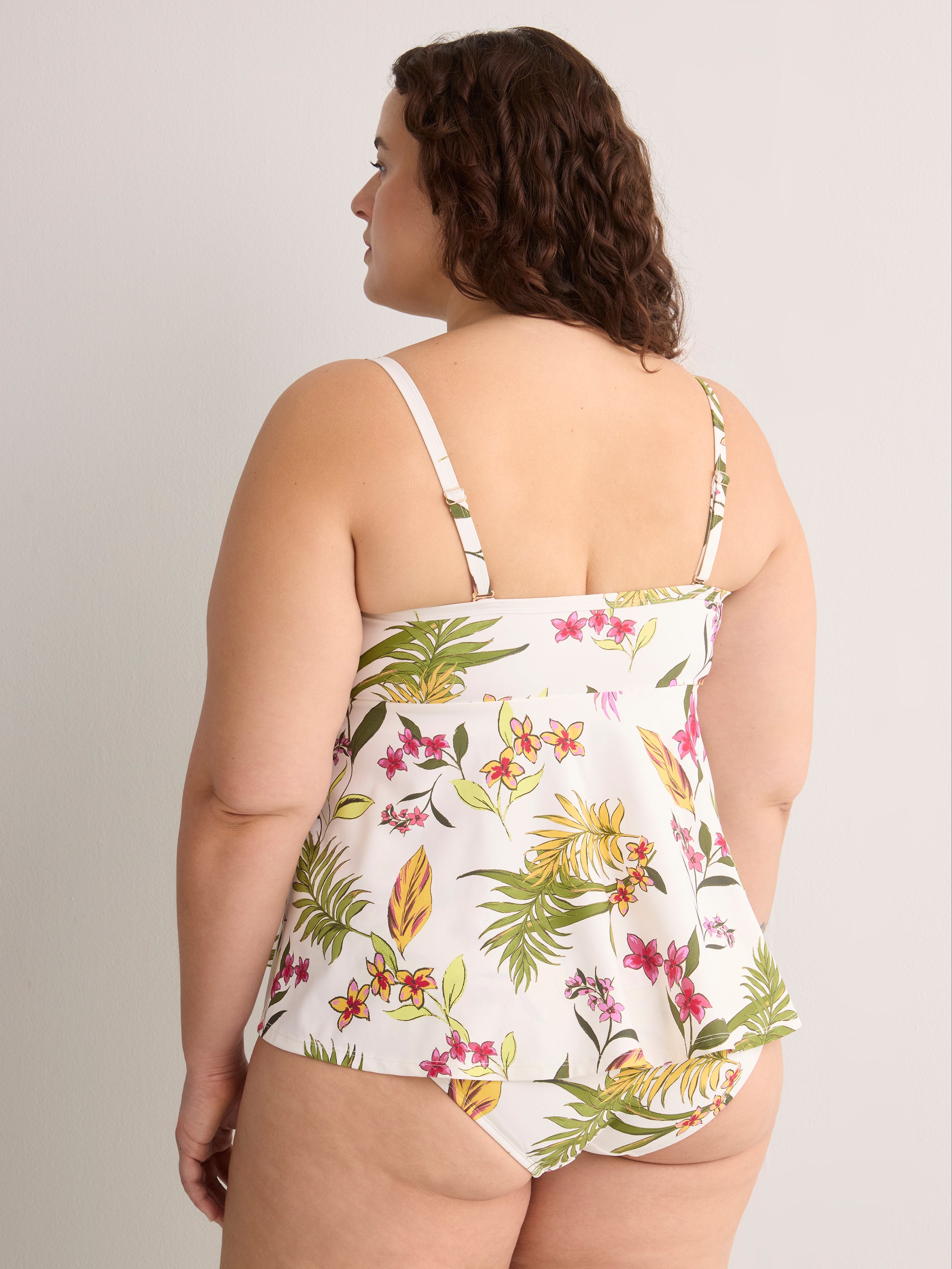 White Floral Swing Tankini Top