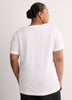 White Boyfriend-Fit V-Neck T-Shirt with Slits
