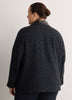 Blue Tweed Barn Jacket with Faux-Leather Collar