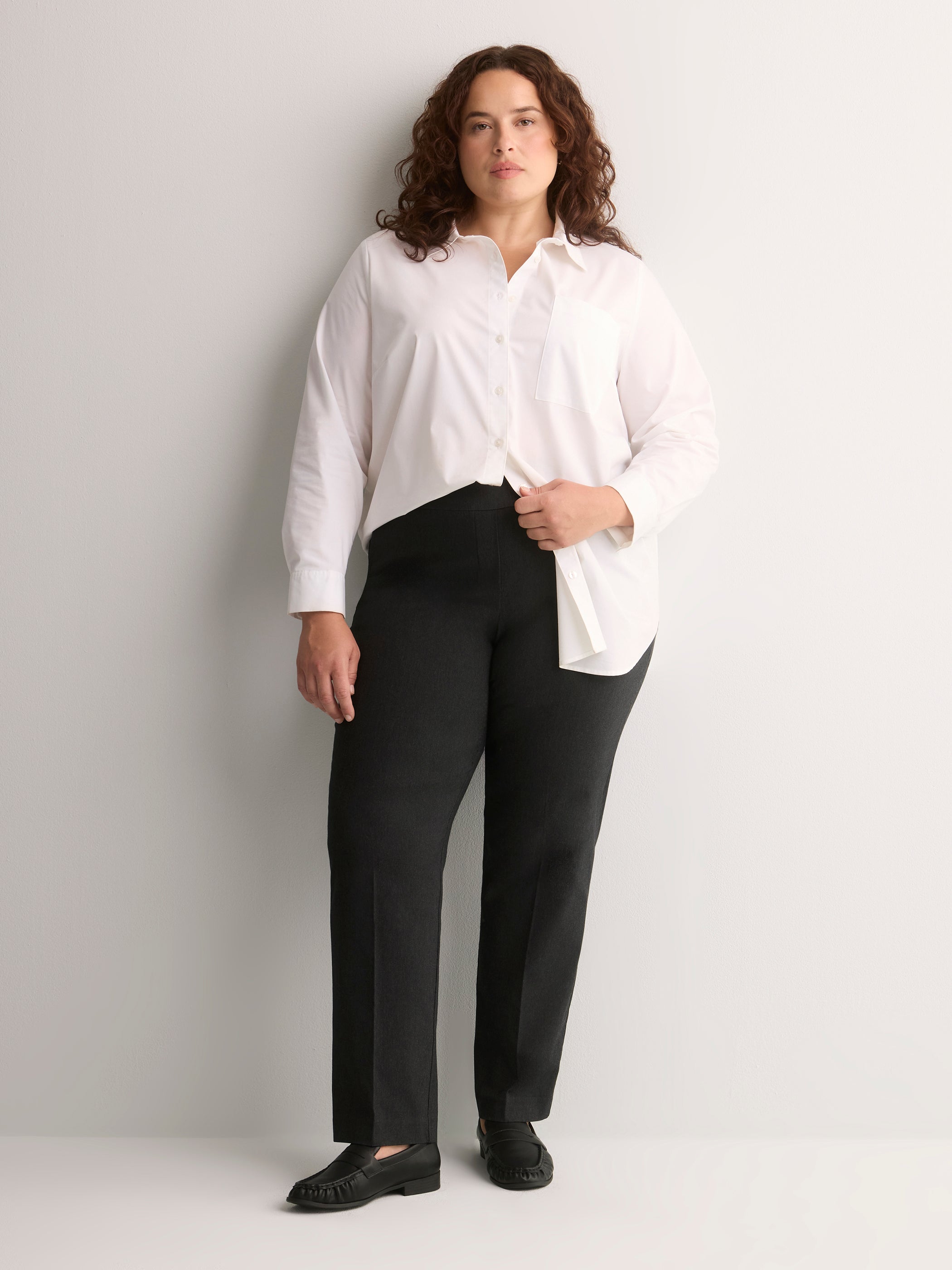 Responsible, Petite, Gray Straight-Leg Savvy Pant