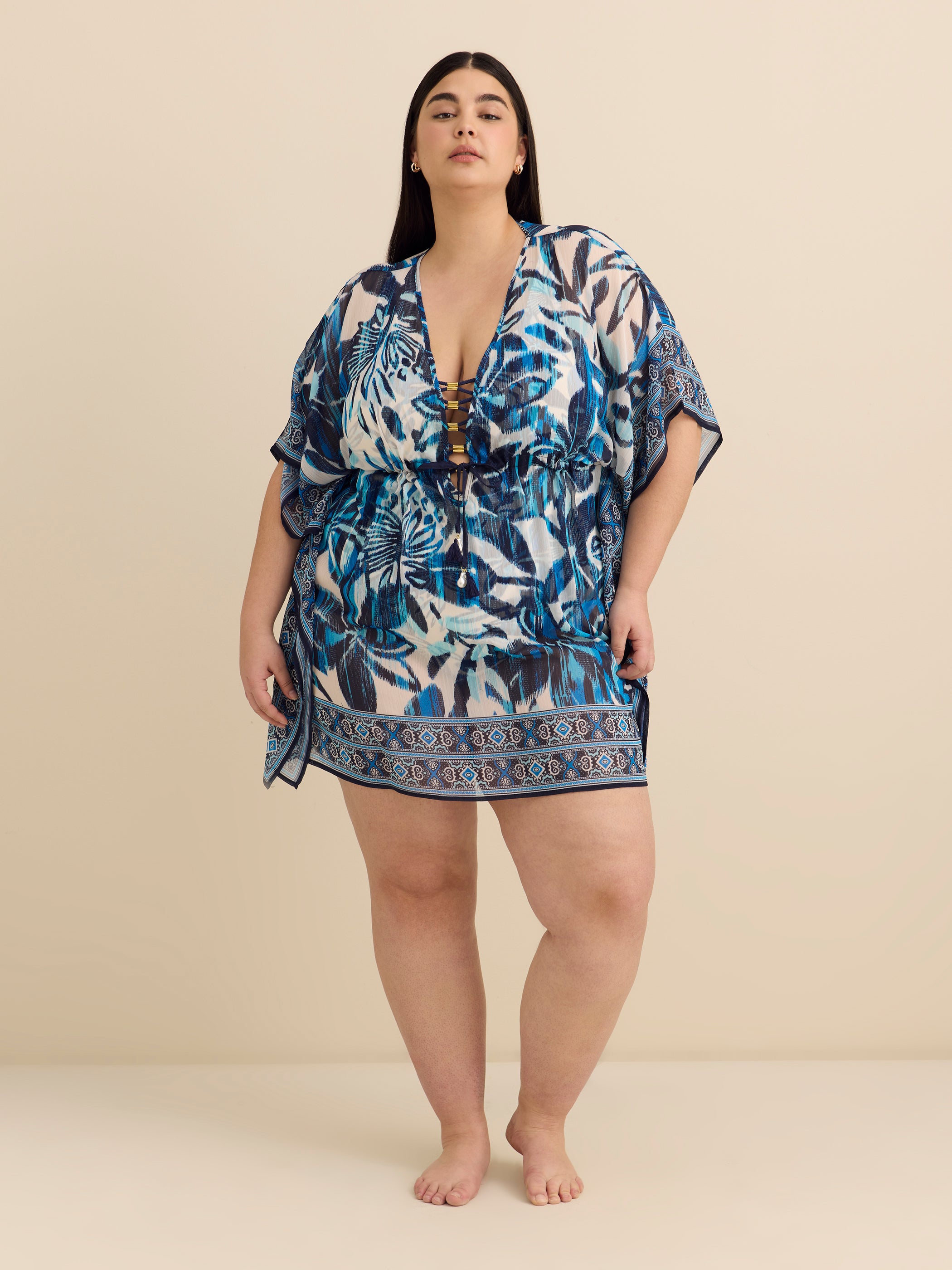 Caftan de plage imprimé - Bleu Rod Beattie 