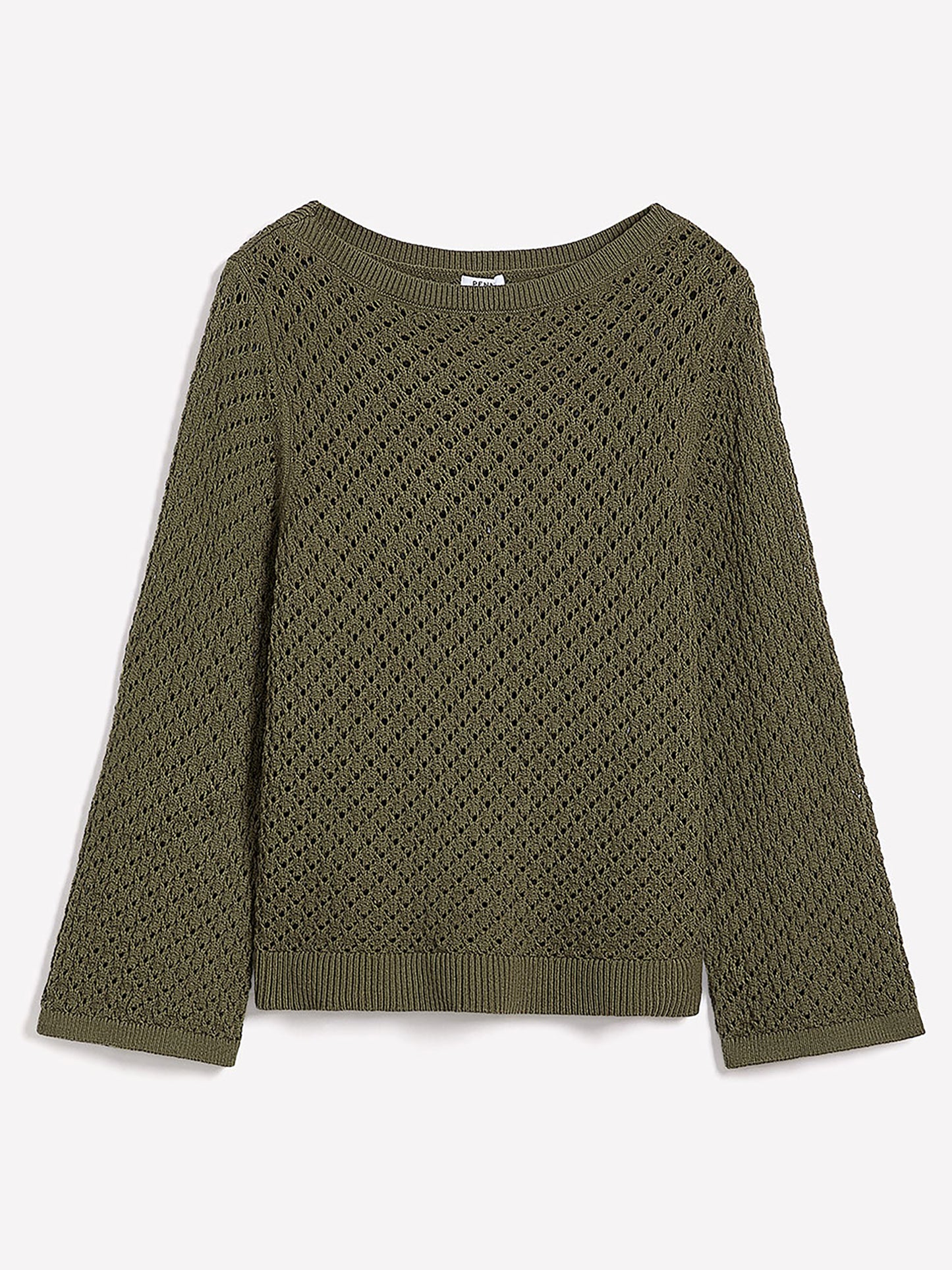 Long Bell Sleeve Sweater with Boat Neck