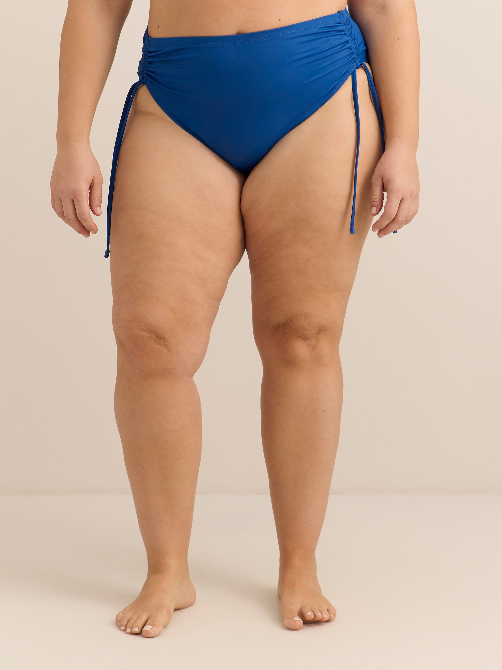 Blue Satin High-Rise Swim Brief with Side Ties