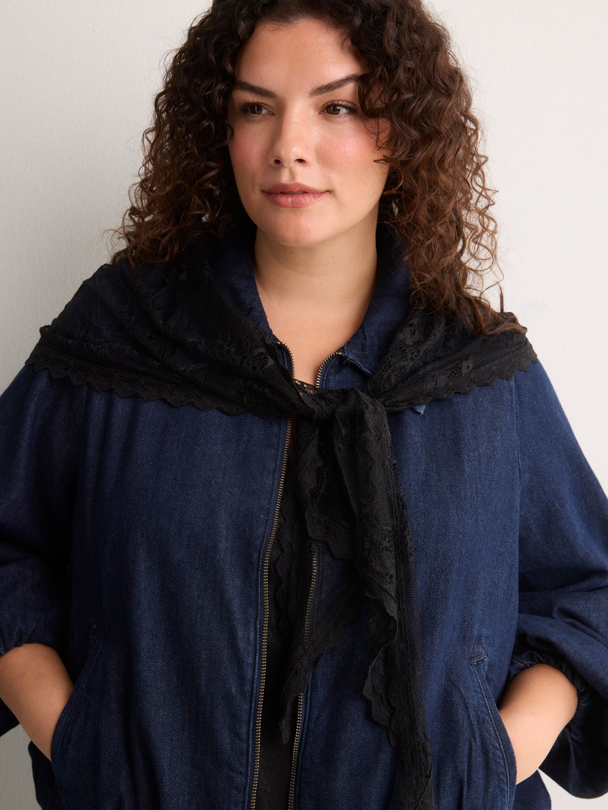 Black Triangle Lace Infinity Scarf