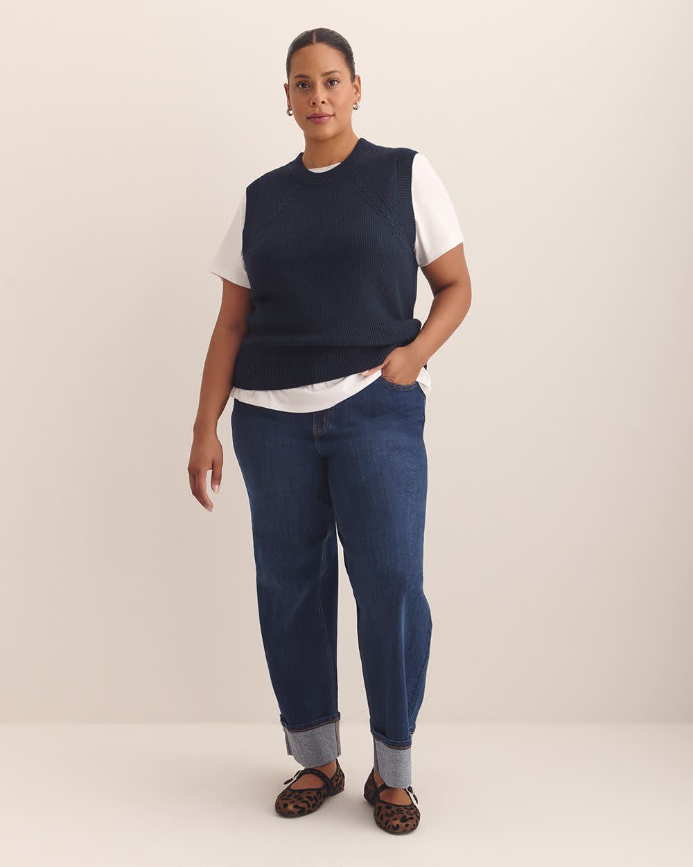 Veste en tricot à  mailles torsadées, tissu responsable