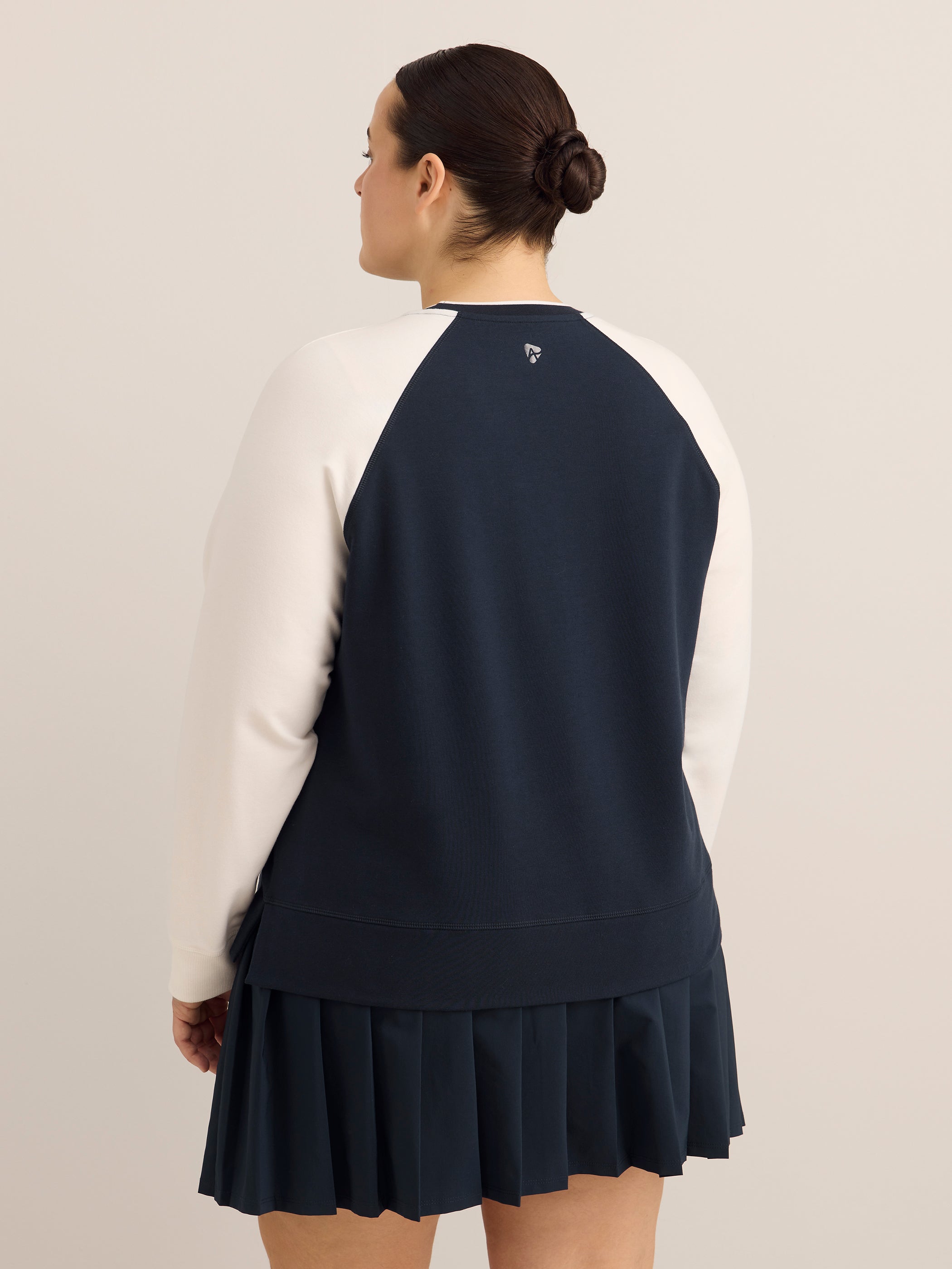 Navy Relaxed-Fit Raglan Sweatshirt with Tennis Chest Print - Active Zone