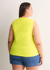Straight-Fit Sleeveless Bubble Knit Top with Embroidery