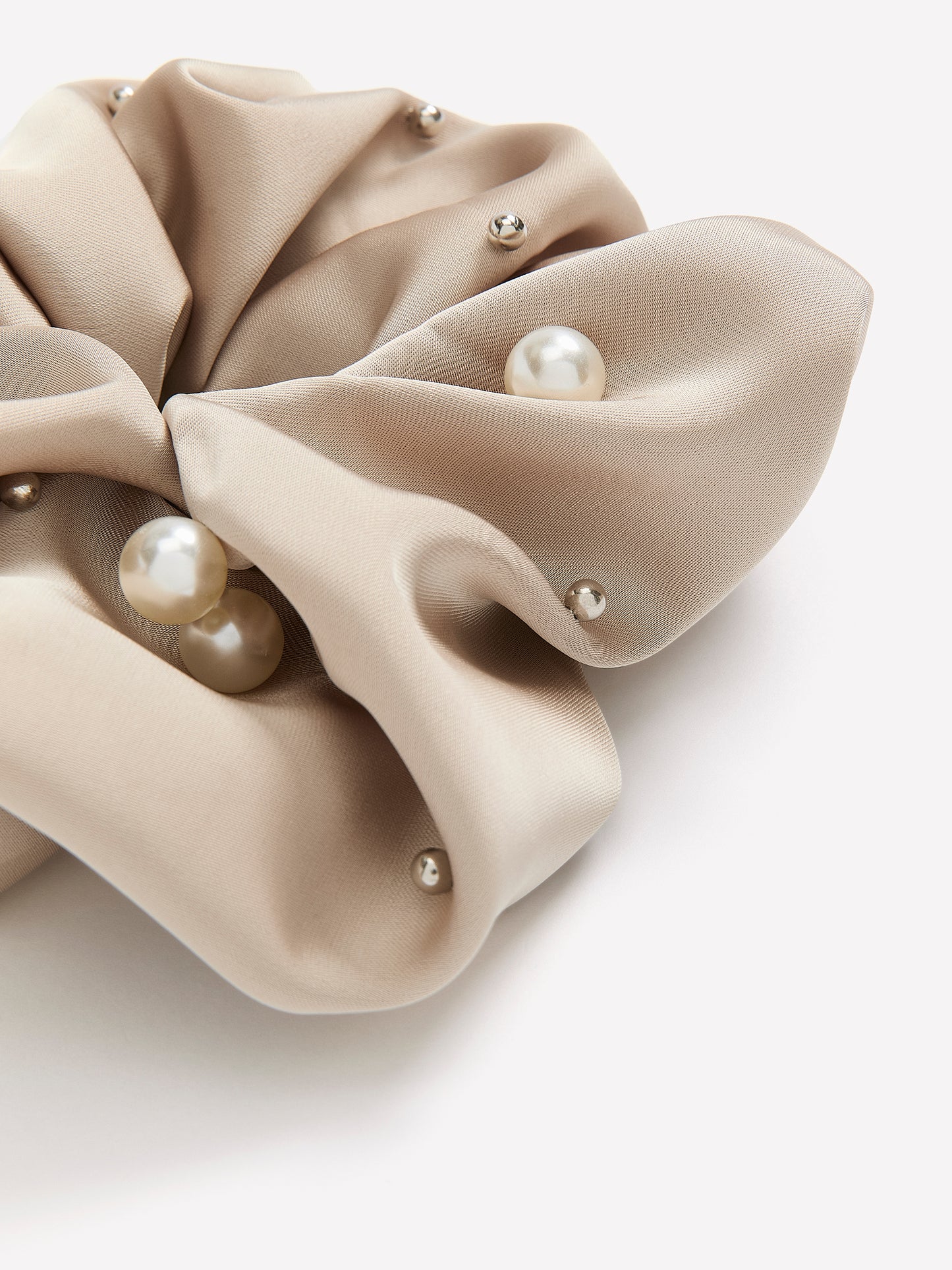 Large Hair Scrunchie with Pearl Studs