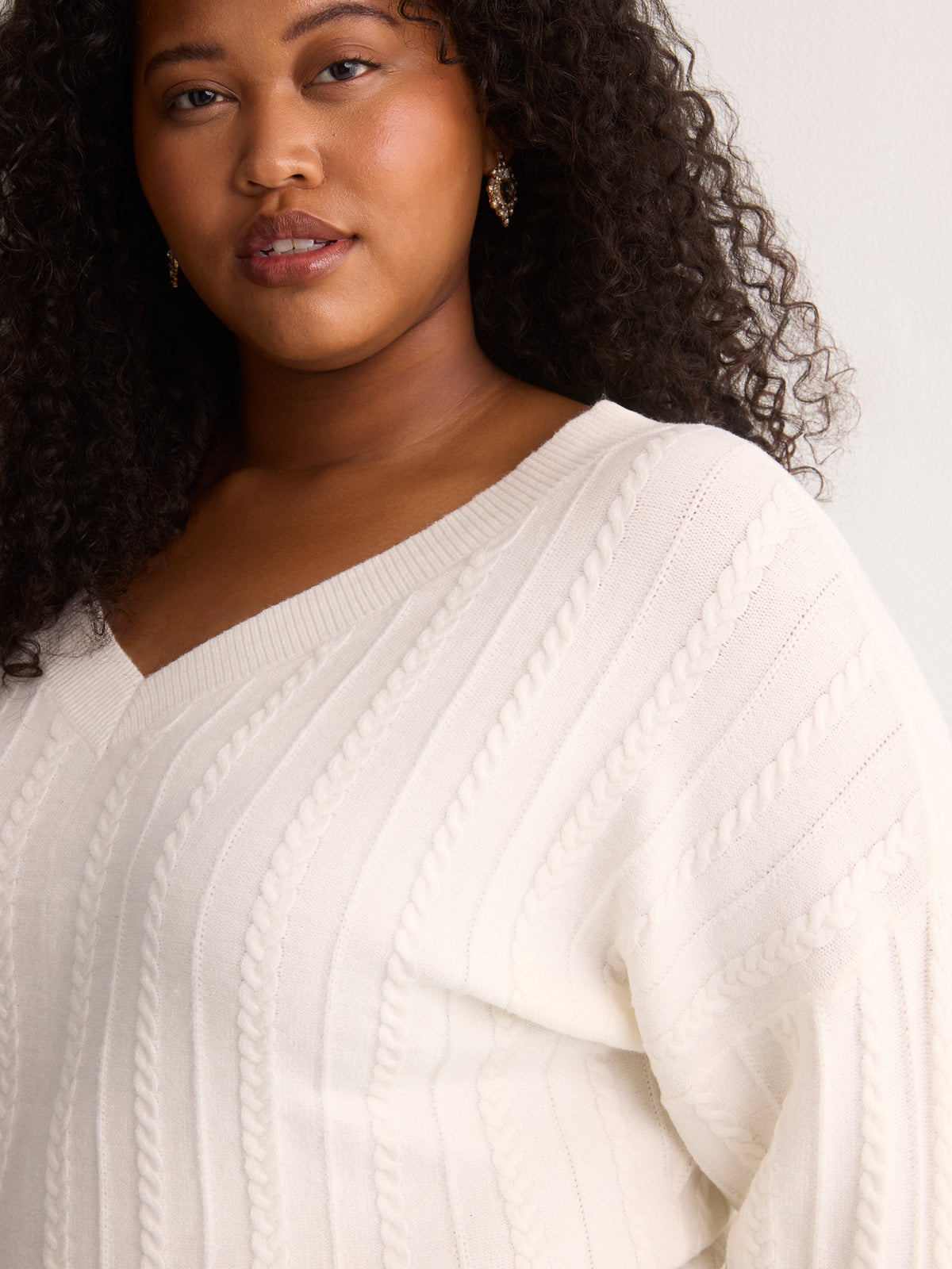 Short Wide V-Neck Sweater