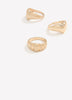 Matte Golden Plated Chunky Rings, Set of 3