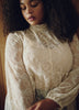 Mock-Neck Long-Sleeve Embroidered Blouse