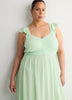 Ruffled Sleeveless Heart-Shaped Midi Dress with Crochet Tape