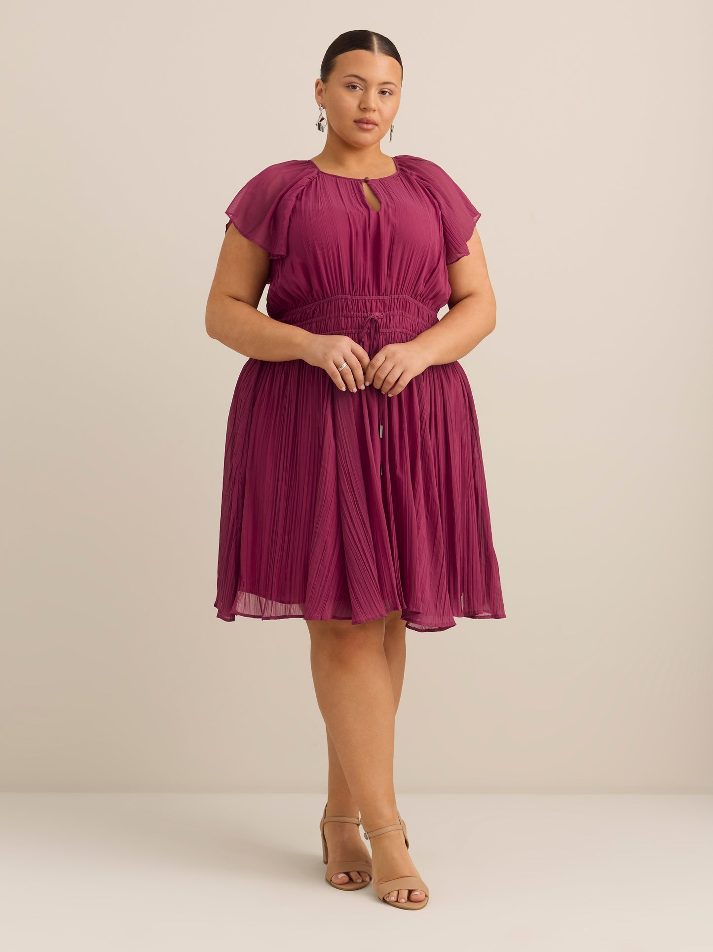 Raglan Short-Sleeve Dress with Elastic Waist - Addition Elle