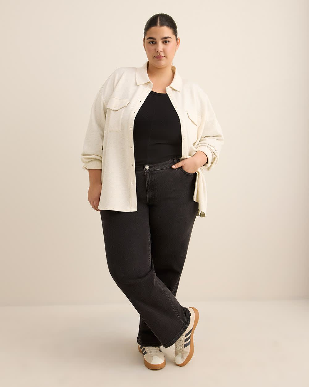 Buttoned-Down Stretch Knit Shirt