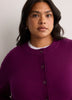 Dark Buttoned-Down Cotton Blend Crew Neck Cardigan