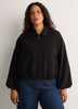Dark Balloon-Hem Bomber Jacket