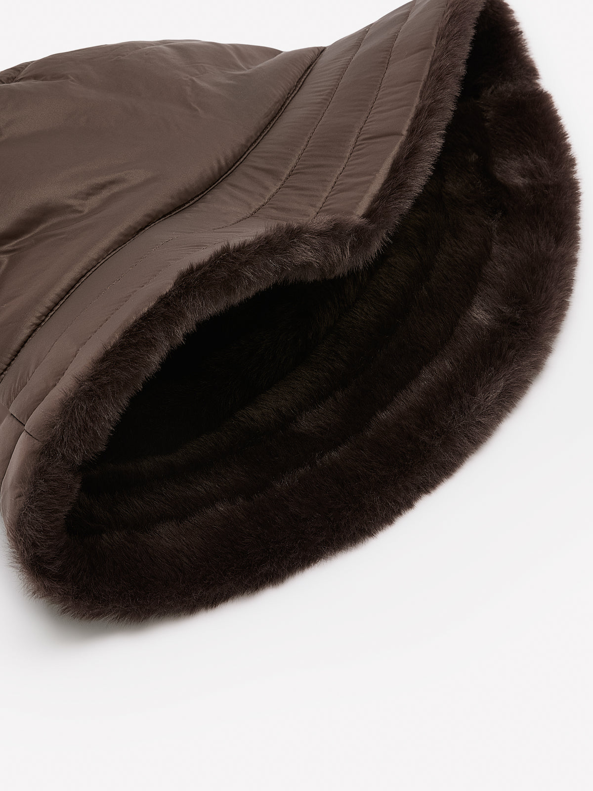 Reversible Brown Faux-Fur and Nylon Bucket Hat
