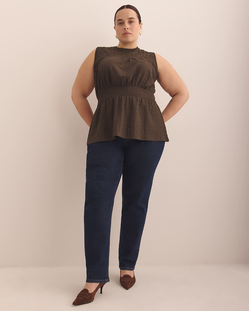 Haut froncé sans manches en tricot