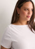 Fitted Boat-Neck Ribbed Knit Baby Tee