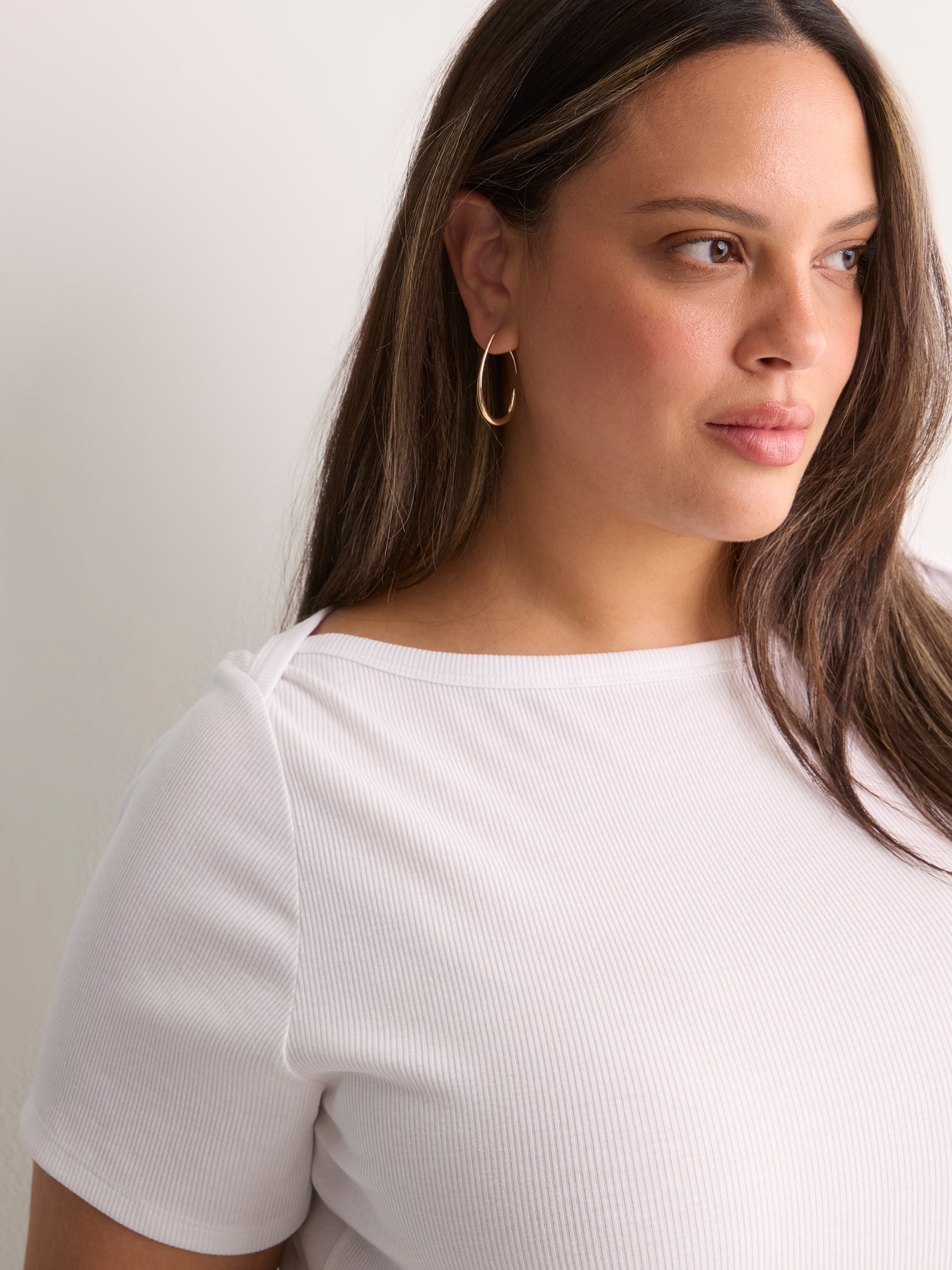 Fitted Boat-Neck Ribbed Knit Baby Tee