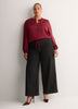 Short Buttoned-Down Elastic-Waist Blouse