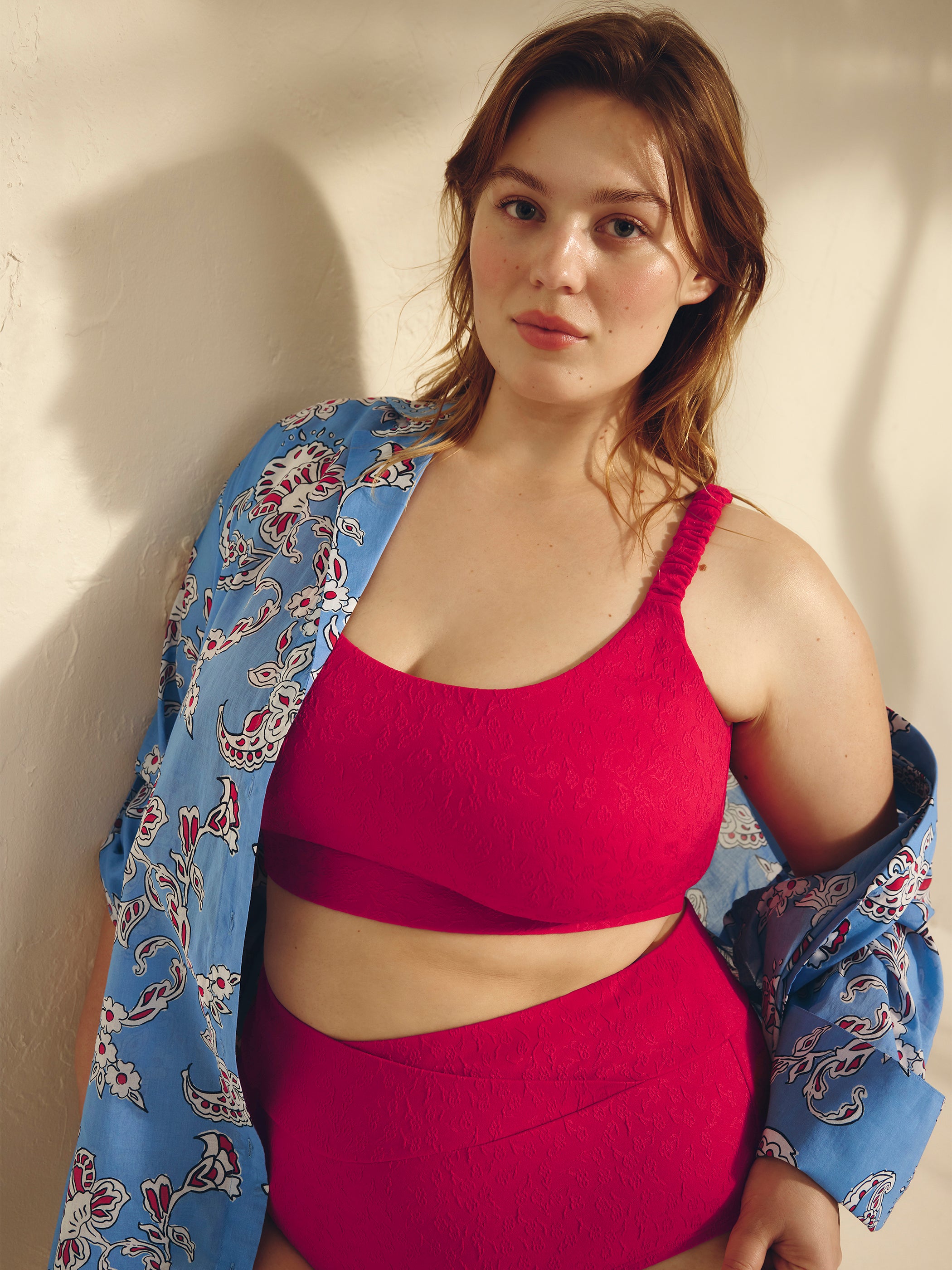 Blue Paisley-Print Buttoned-Down Cover-Up Tunic Shirt