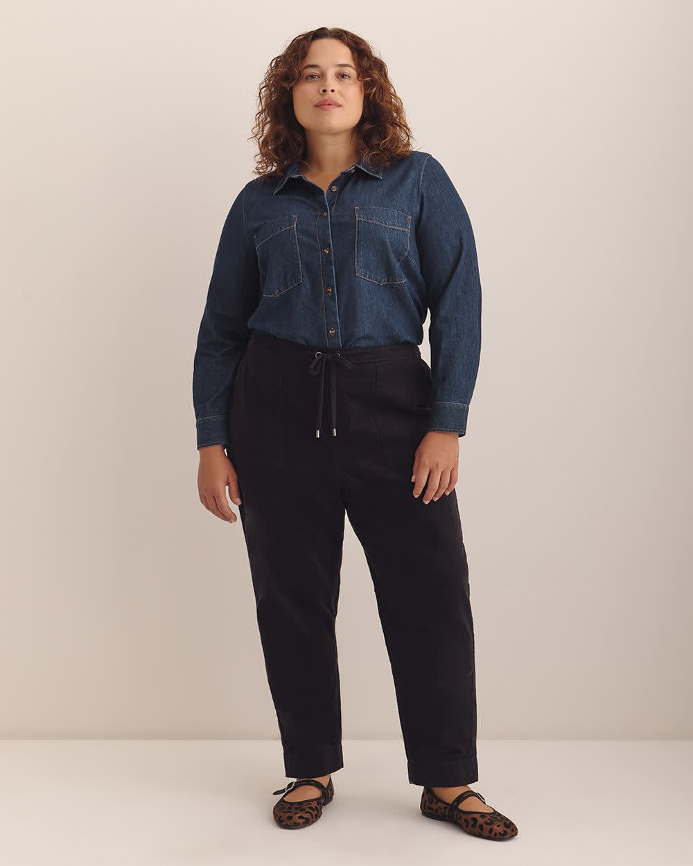 Pantalon de jogging en velours côtelé à  jambe fuselée