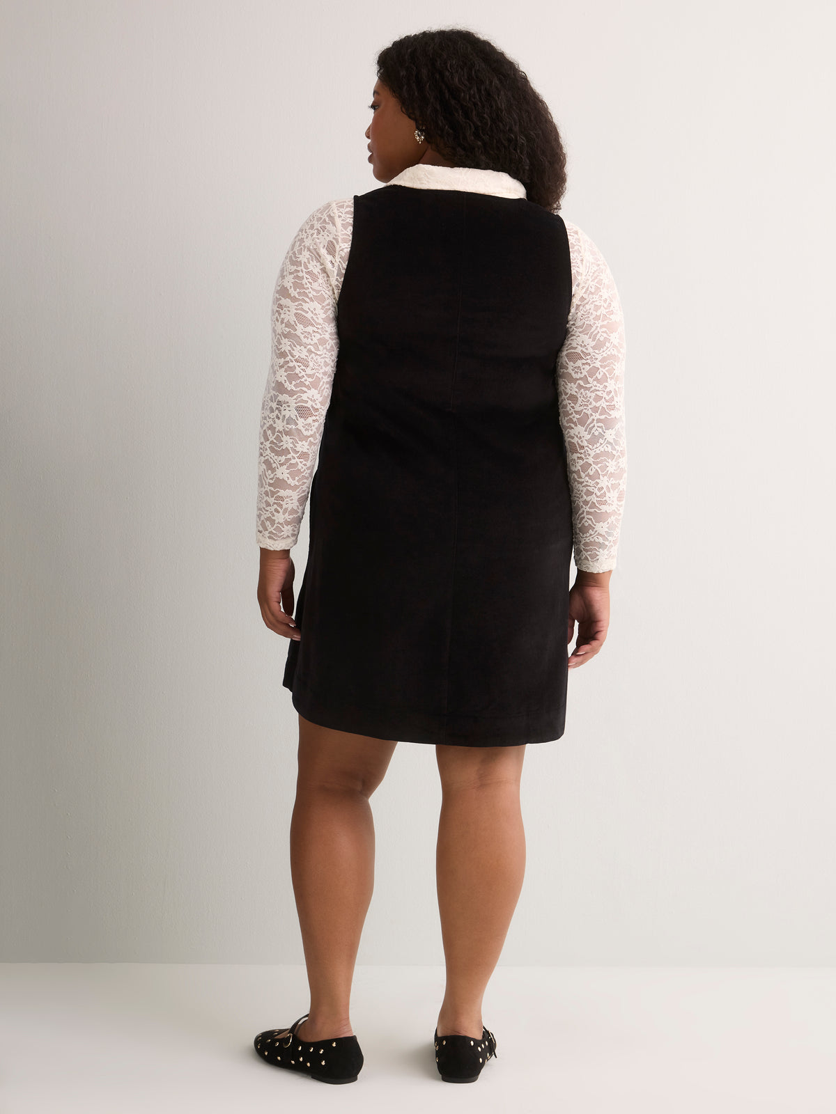 Short Black Sleeveless Pinafore Dress