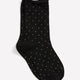 Black Rolled-Edge Crew Socks with Micro Dot Print